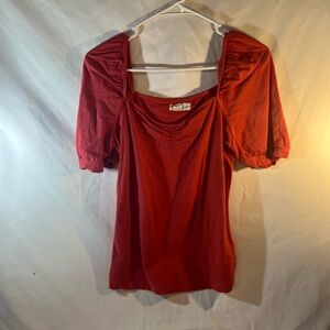 Maurices Red Puff Sleeve Blouse
